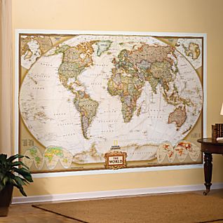 World Executive Political Mural Map - Laminated