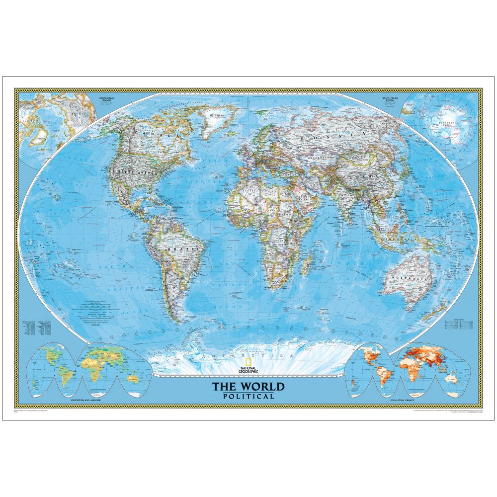 World Classic Political Standard Map - Laminated