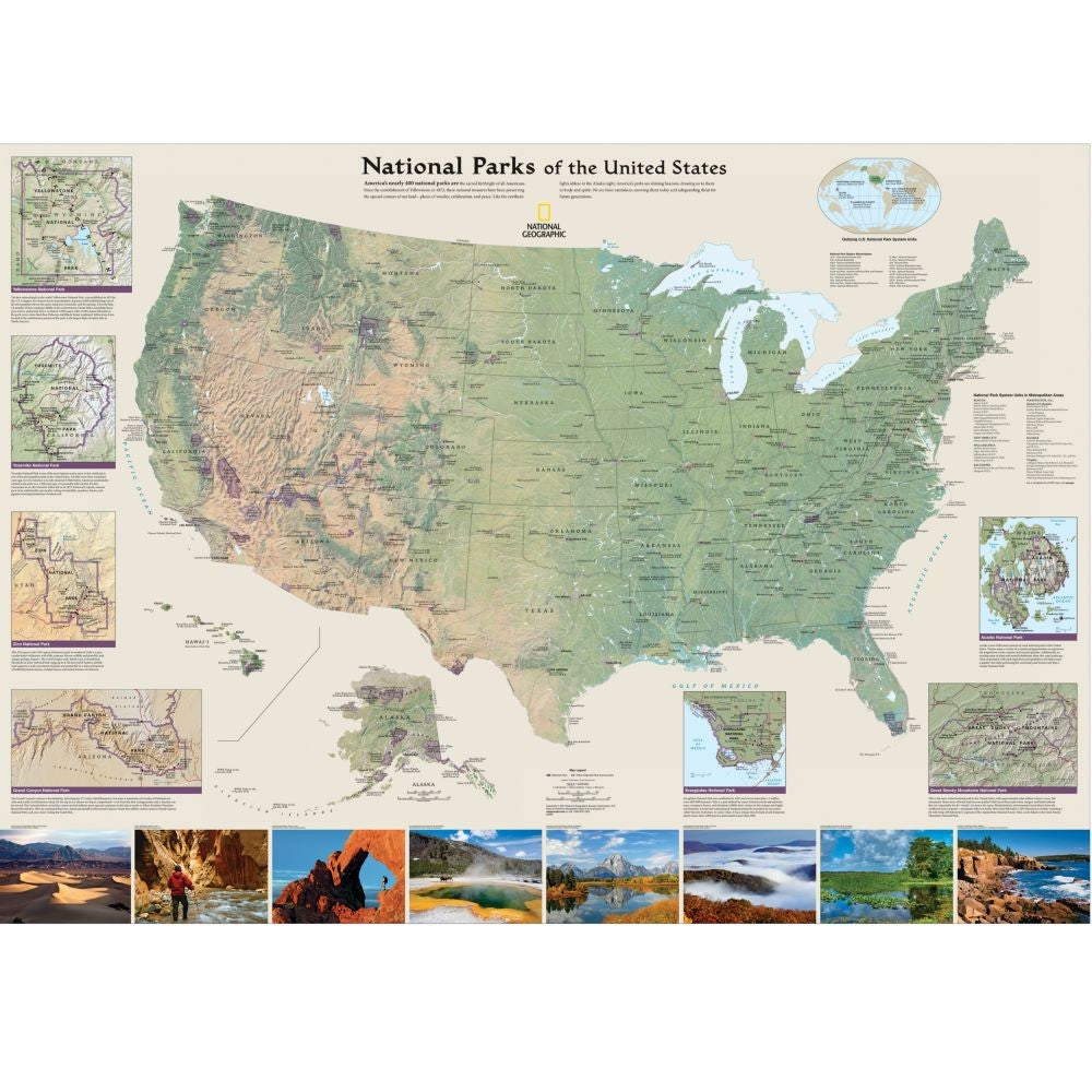 National Parks of the United States Map - Laminated
