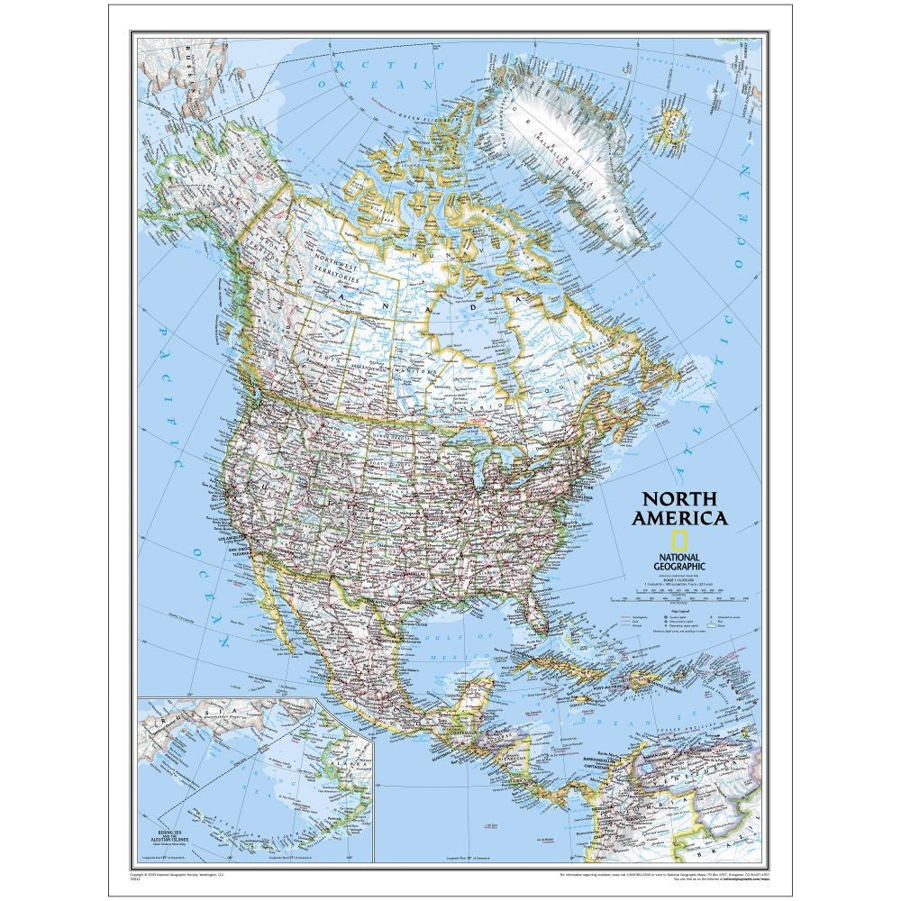 North America Classic Map - Standard Laminated