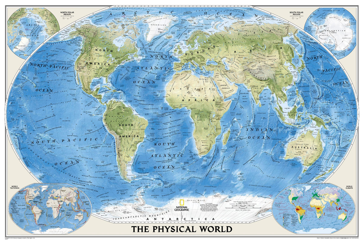 Physical World Standard Map - Laminated