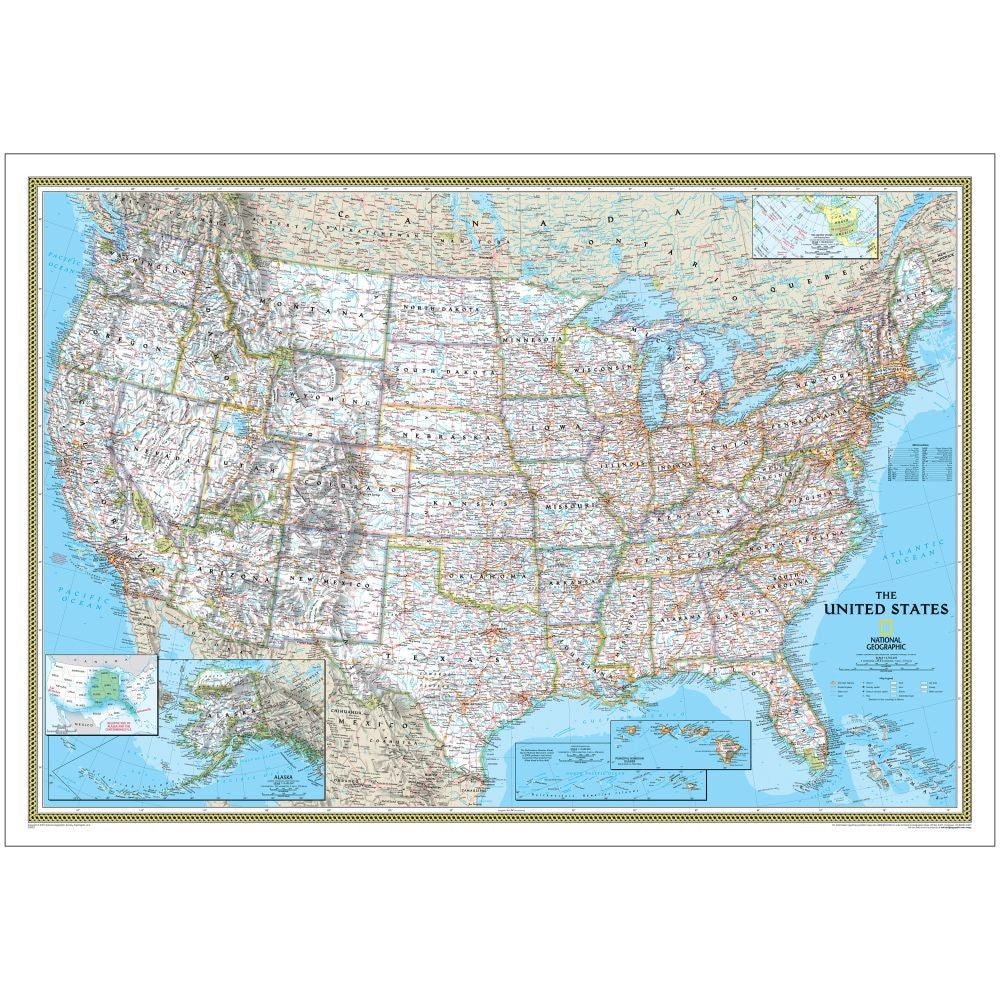 USA Classic Map - Poster Laminated