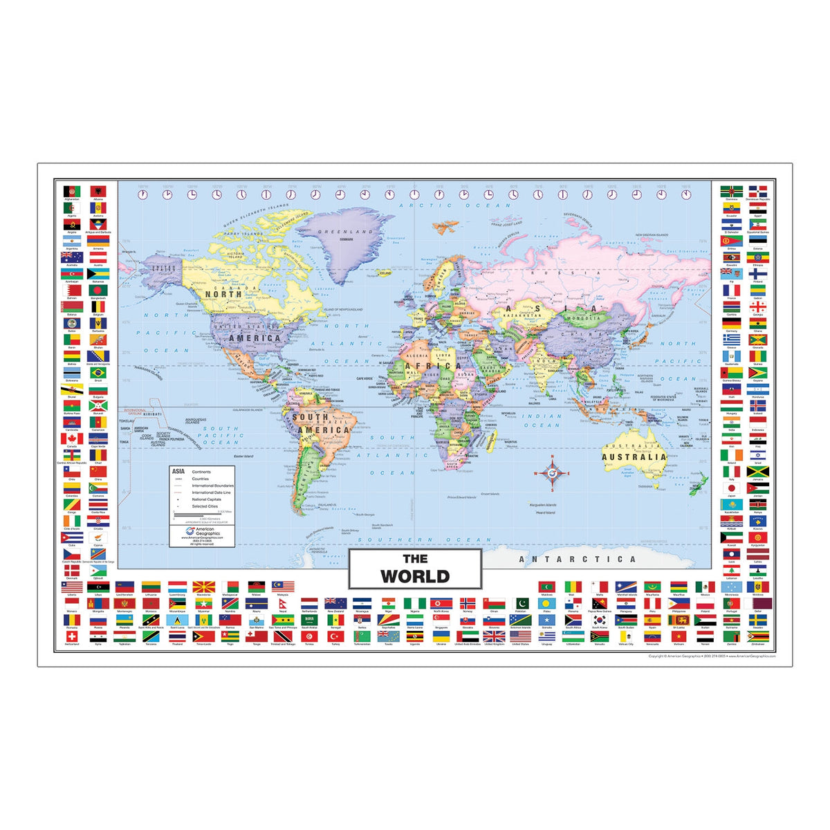 World Map with Country Flags for Kids (36" x 24" Laminated) by Lighthouse Geographics